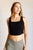 It's All About the Balance Twill Square Neck Crop Top in Black