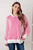 Least High Maintenance Contrast Trim Sweater in Pink