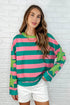 Stars On Stripes Patchwork Striped Sweatshirt