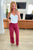 Phoebe High Rise Front Seam Straight Jeans in Burgundy